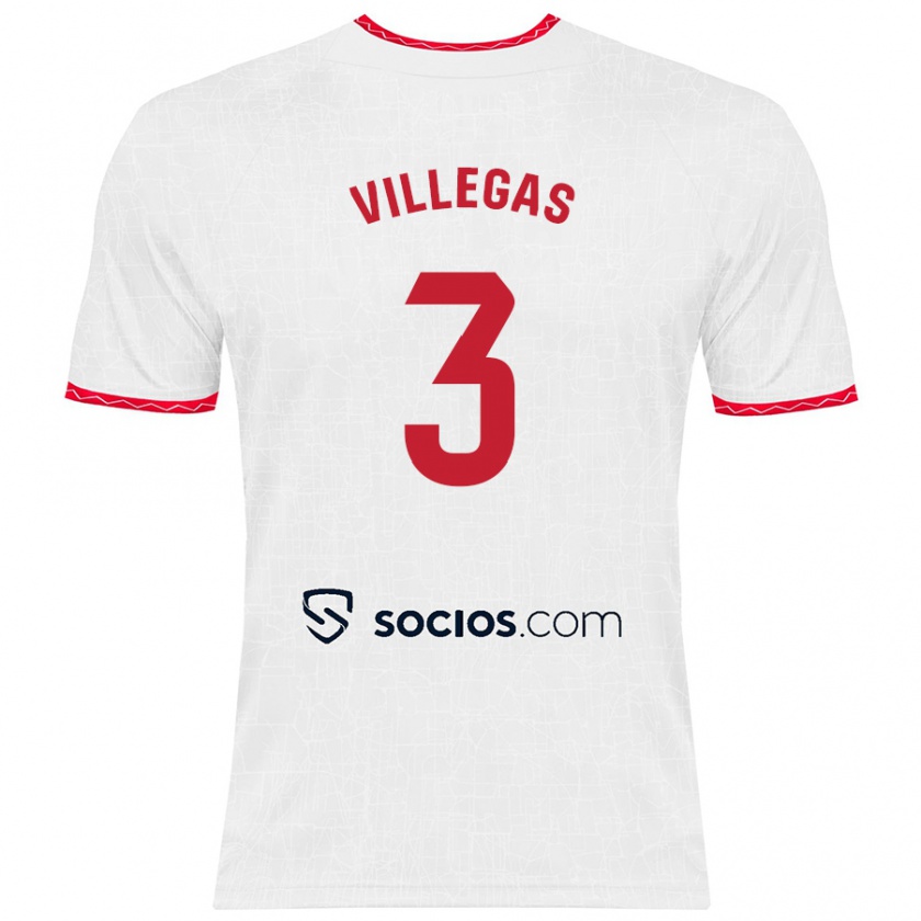 Kandiny Kinder Juancho Villegas #3 Weiß Rot Heimtrikot Trikot 2024/25 T-Shirt