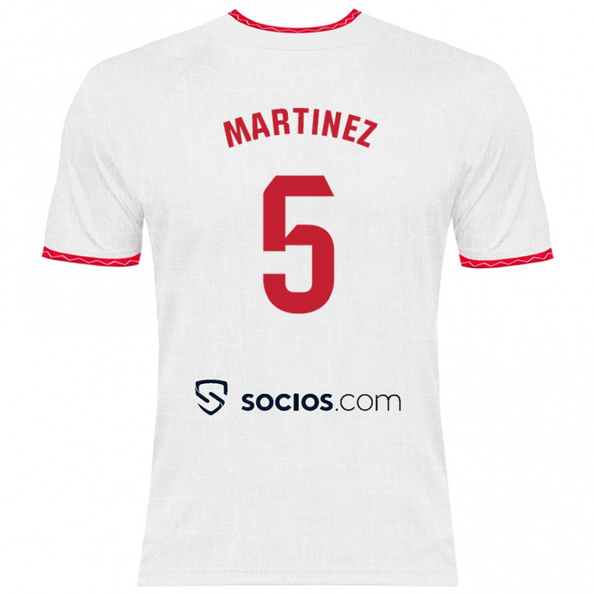 Kandiny Kinder Sergio Martínez #5 Weiß Rot Heimtrikot Trikot 2024/25 T-Shirt