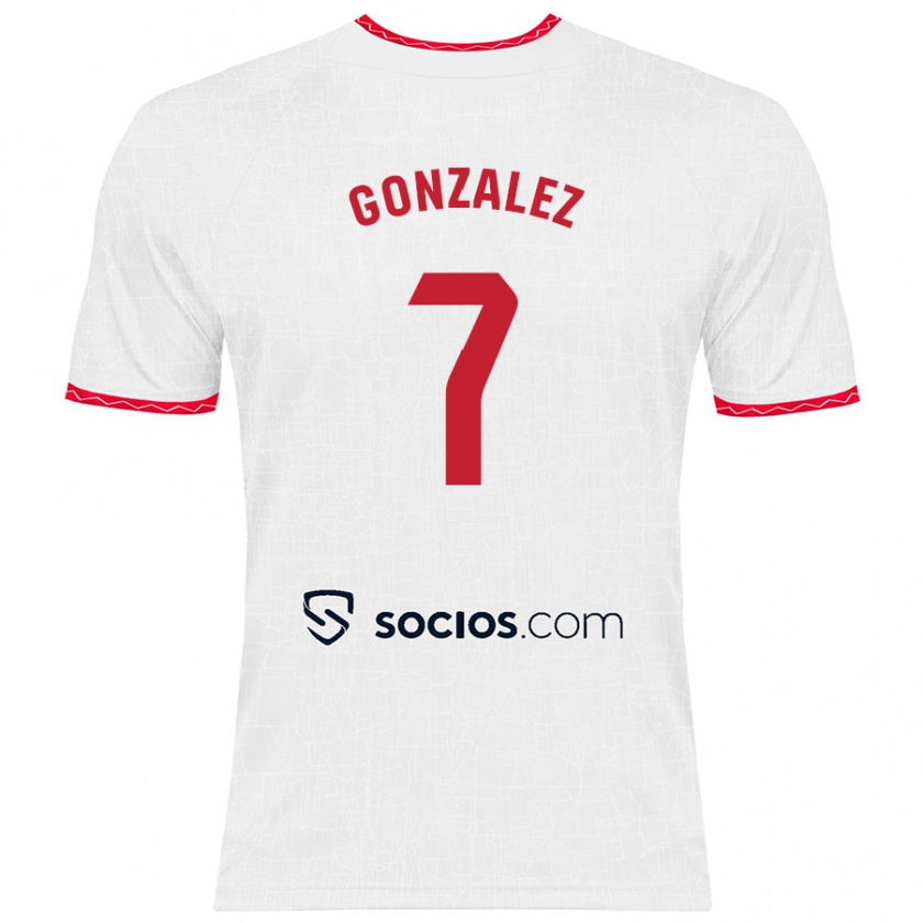 Kandiny Kinder Juan González #7 Weiß Rot Heimtrikot Trikot 2024/25 T-Shirt