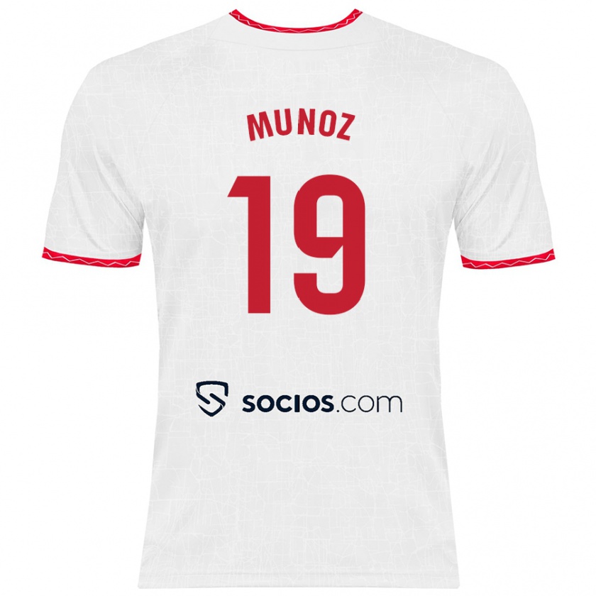 Kandiny Kinder Iker Muñoz #19 Weiß Rot Heimtrikot Trikot 2024/25 T-Shirt