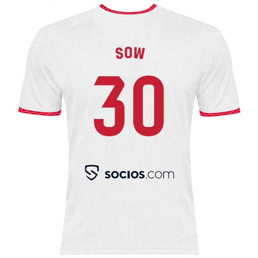 Kandiny Kinder Ibrahima Sow #30 Weiß Rot Heimtrikot Trikot 2024/25 T-Shirt