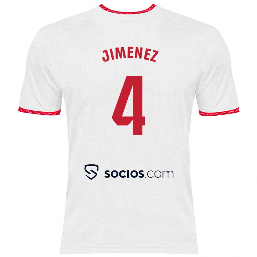 Kandiny Kinder Diego Jiménez #4 Weiß Rot Heimtrikot Trikot 2024/25 T-Shirt