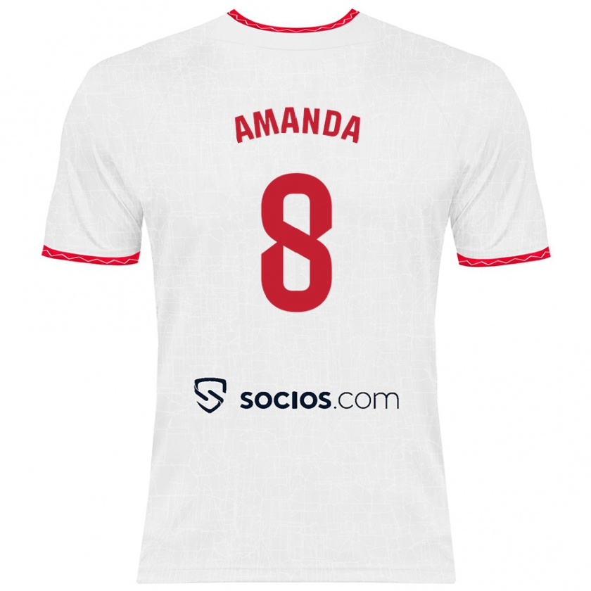 Kandiny Kinder Amanda Sampedro Bustos #8 Weiß Rot Heimtrikot Trikot 2024/25 T-Shirt