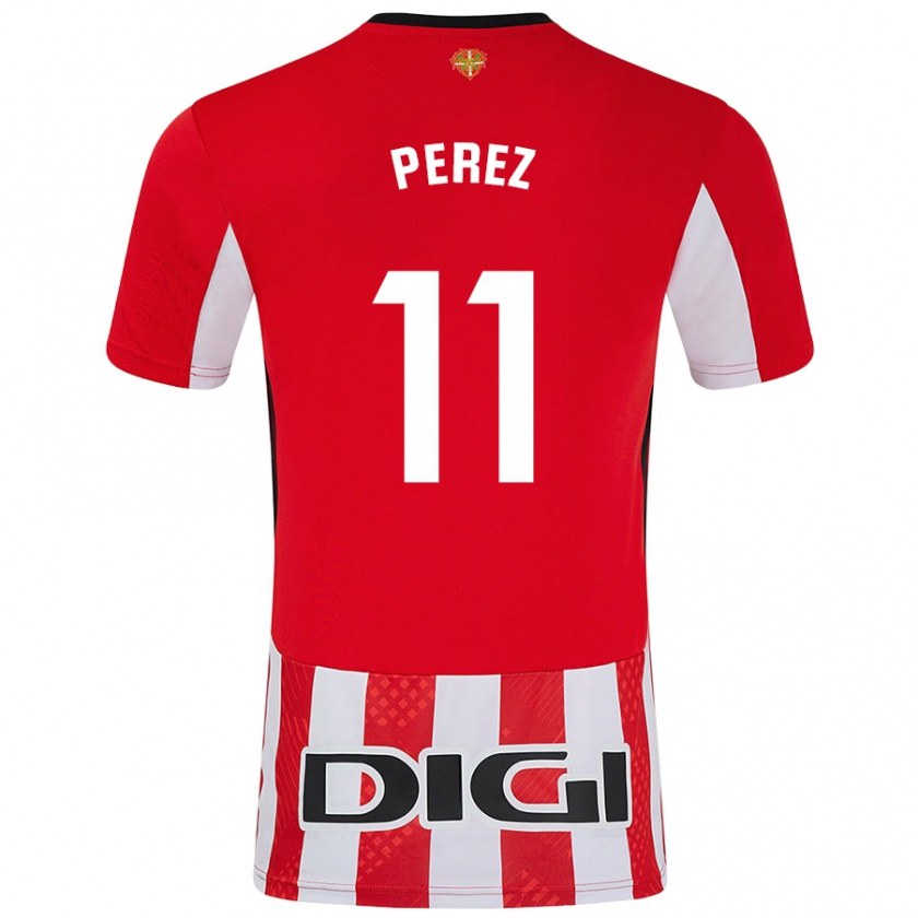 Kandiny Kinder Adrián Pérez #11 Rot Weiß Heimtrikot Trikot 2024/25 T-Shirt