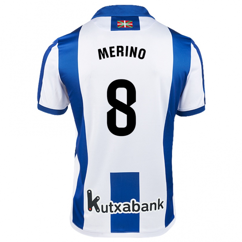 Kandiny Kinder Mikel Merino #8 Weiß Blau Heimtrikot Trikot 2024/25 T-Shirt