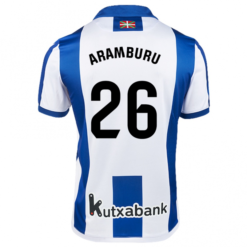 Kandiny Kinder Jon Aramburu #26 Weiß Blau Heimtrikot Trikot 2024/25 T-Shirt