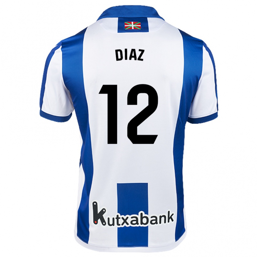 Kandiny Kinder Ekain Díaz #12 Weiß Blau Heimtrikot Trikot 2024/25 T-Shirt