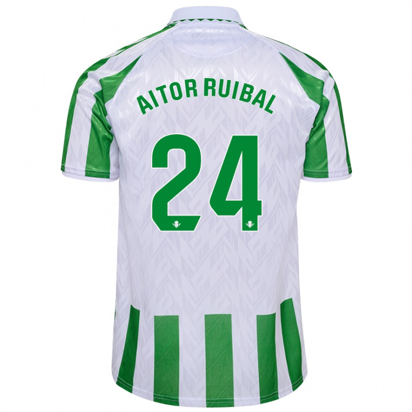 Kandiny Kinder Aitor Ruibal #24 Grün Weiße Streifen Heimtrikot Trikot 2024/25 T-Shirt