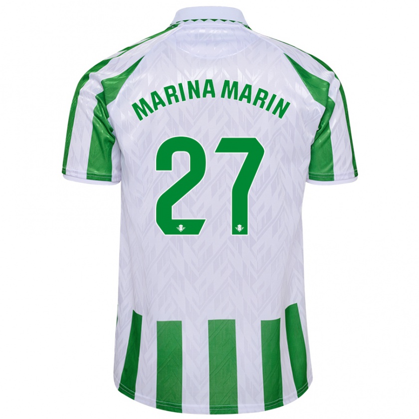 Kandiny Kinder Marina Marín #27 Grün Weiße Streifen Heimtrikot Trikot 2024/25 T-Shirt