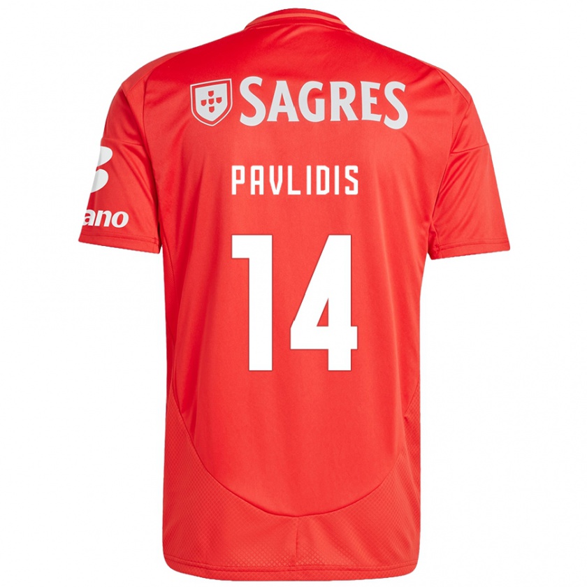 Kandiny Kinder Vangelis Pavlidis #14 Rot Weiß Heimtrikot Trikot 2024/25 T-Shirt