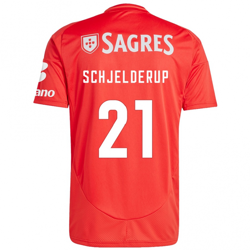 Kandiny Kinder Andreas Schjelderup #21 Rot Weiß Heimtrikot Trikot 2024/25 T-Shirt