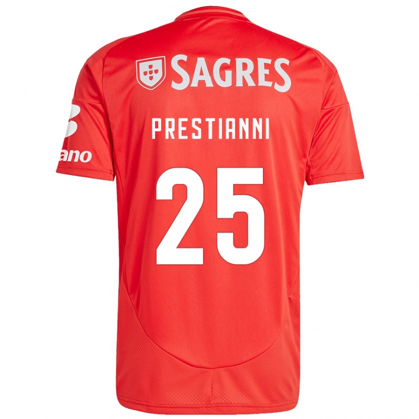 Kandiny Kinder Gianluca Prestianni #25 Rot Weiß Heimtrikot Trikot 2024/25 T-Shirt