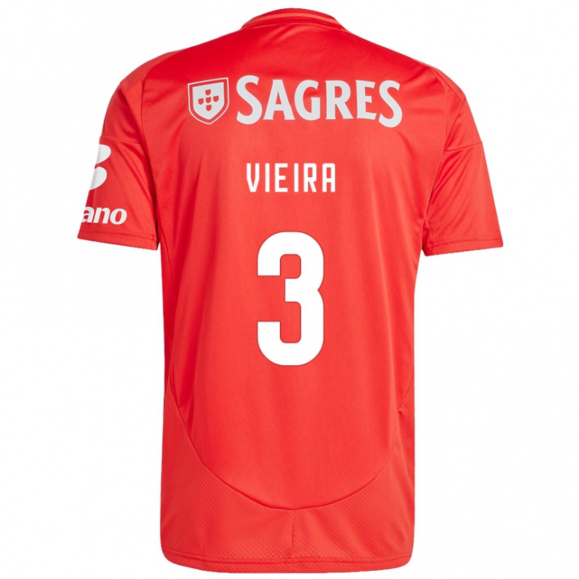 Kandiny Kinder Miguel Vieira #3 Rot Weiß Heimtrikot Trikot 2024/25 T-Shirt