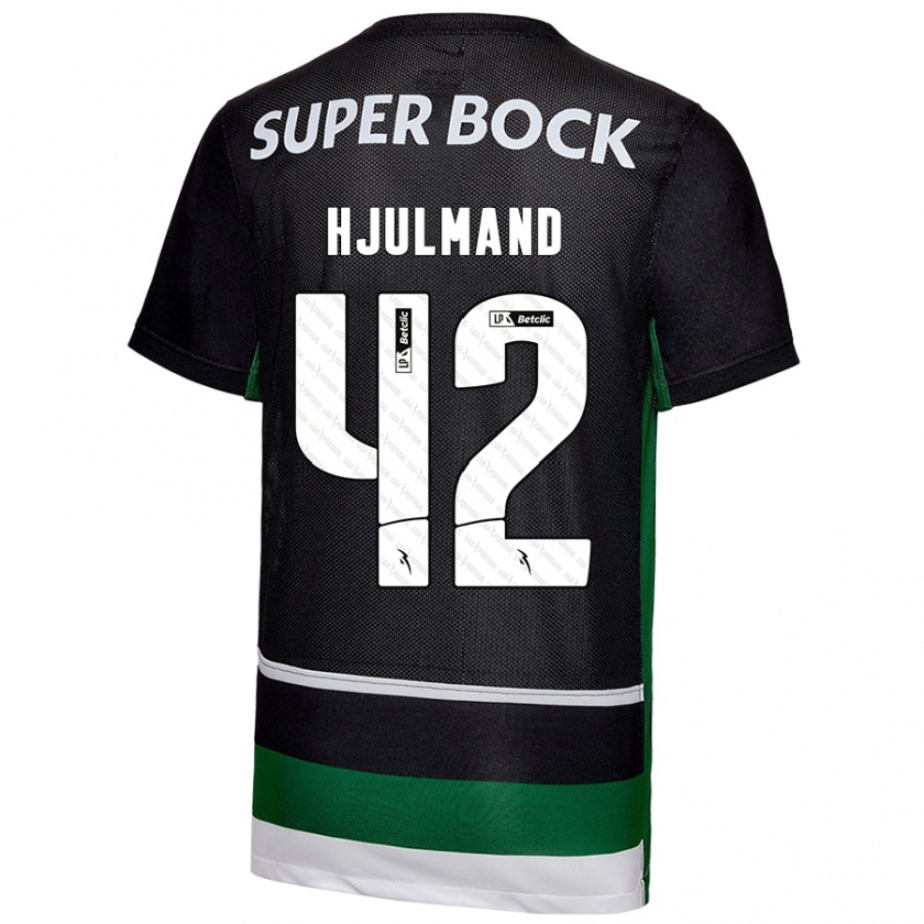 Kandiny Kinder Morten Hjulmand #42 Schwarz Weiß Grün Heimtrikot Trikot 2024/25 T-Shirt