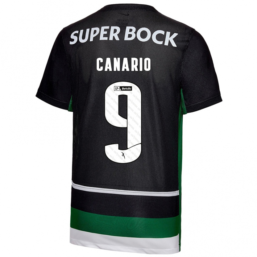 Kandiny Kinder Francisco Canário #9 Schwarz Weiß Grün Heimtrikot Trikot 2024/25 T-Shirt