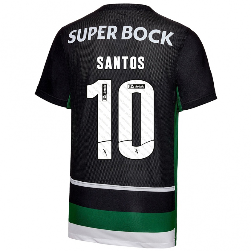 Kandiny Kinder Guilherme Santos #10 Schwarz Weiß Grün Heimtrikot Trikot 2024/25 T-Shirt