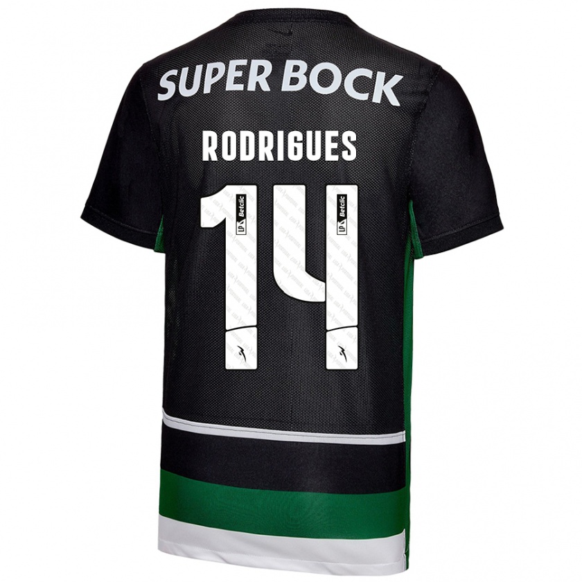 Kandiny Kinder Paulo Rodrigues #14 Schwarz Weiß Grün Heimtrikot Trikot 2024/25 T-Shirt