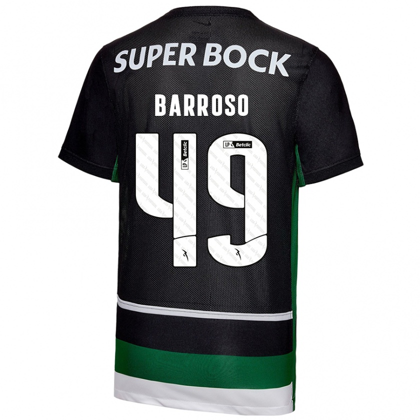 Kandiny Kinder Leonardo Barroso #49 Schwarz Weiß Grün Heimtrikot Trikot 2024/25 T-Shirt