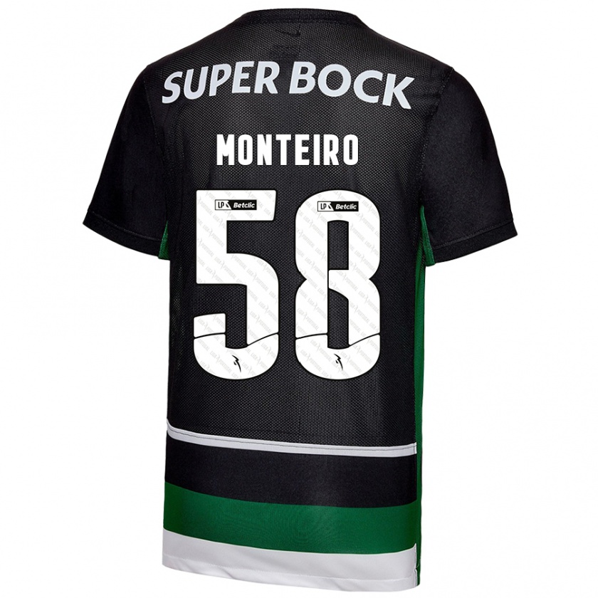 Kandiny Kinder David Monteiro #58 Schwarz Weiß Grün Heimtrikot Trikot 2024/25 T-Shirt