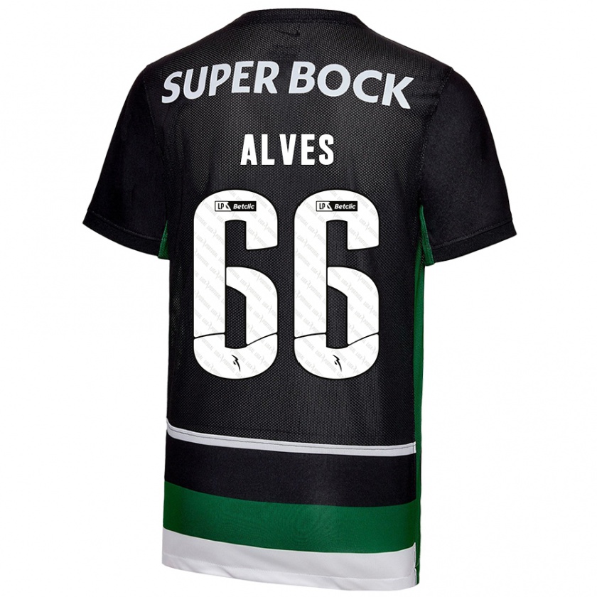 Kandiny Kinder Miguel Alves #66 Schwarz Weiß Grün Heimtrikot Trikot 2024/25 T-Shirt