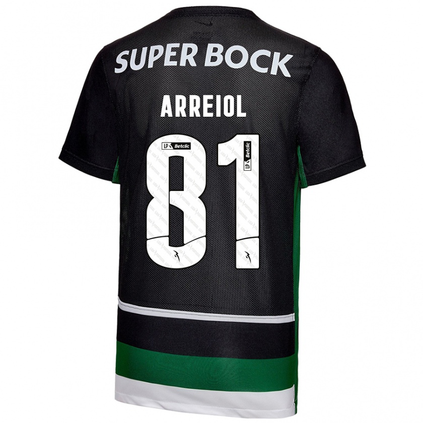 Kandiny Kinder Henrique Arreiol #81 Schwarz Weiß Grün Heimtrikot Trikot 2024/25 T-Shirt