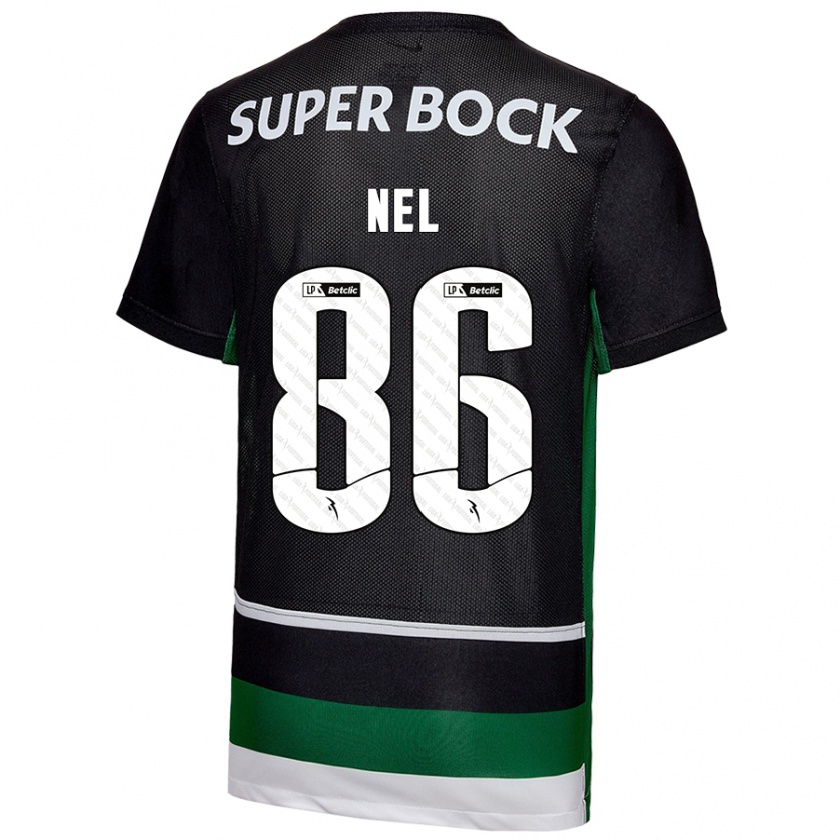 Kandiny Kinder Rafael Nel #86 Schwarz Weiß Grün Heimtrikot Trikot 2024/25 T-Shirt