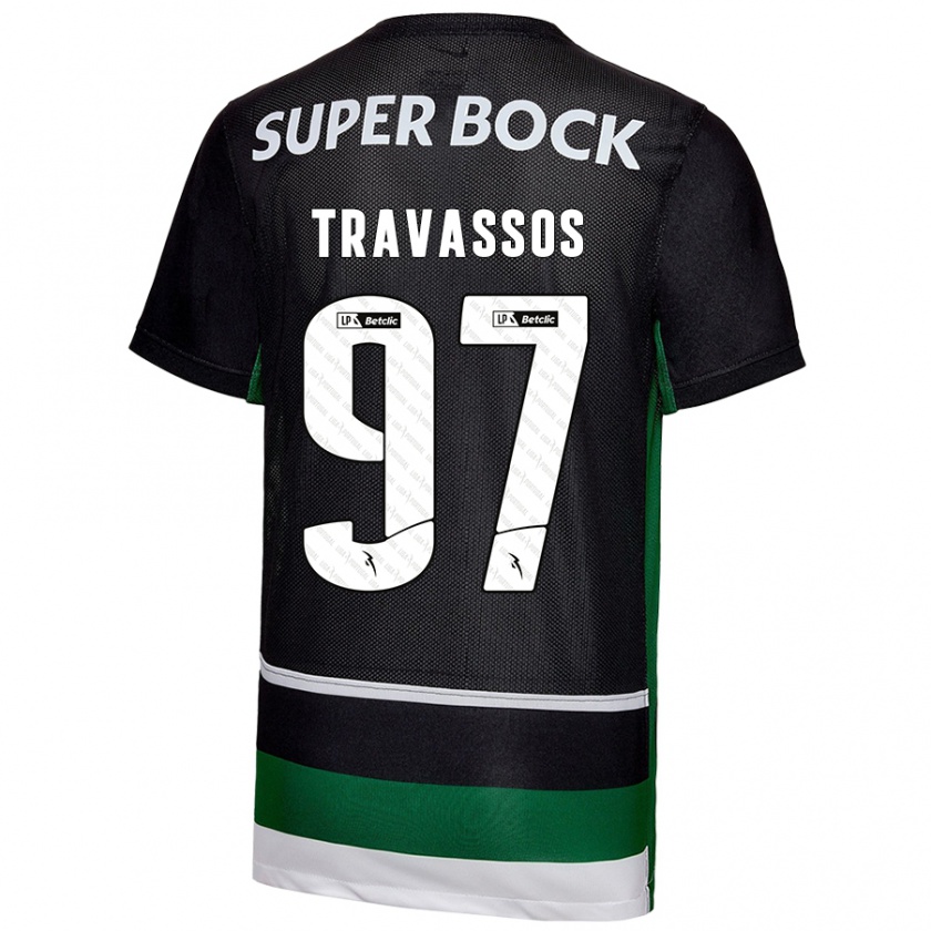 Kandiny Kinder Travassos #97 Schwarz Weiß Grün Heimtrikot Trikot 2024/25 T-Shirt