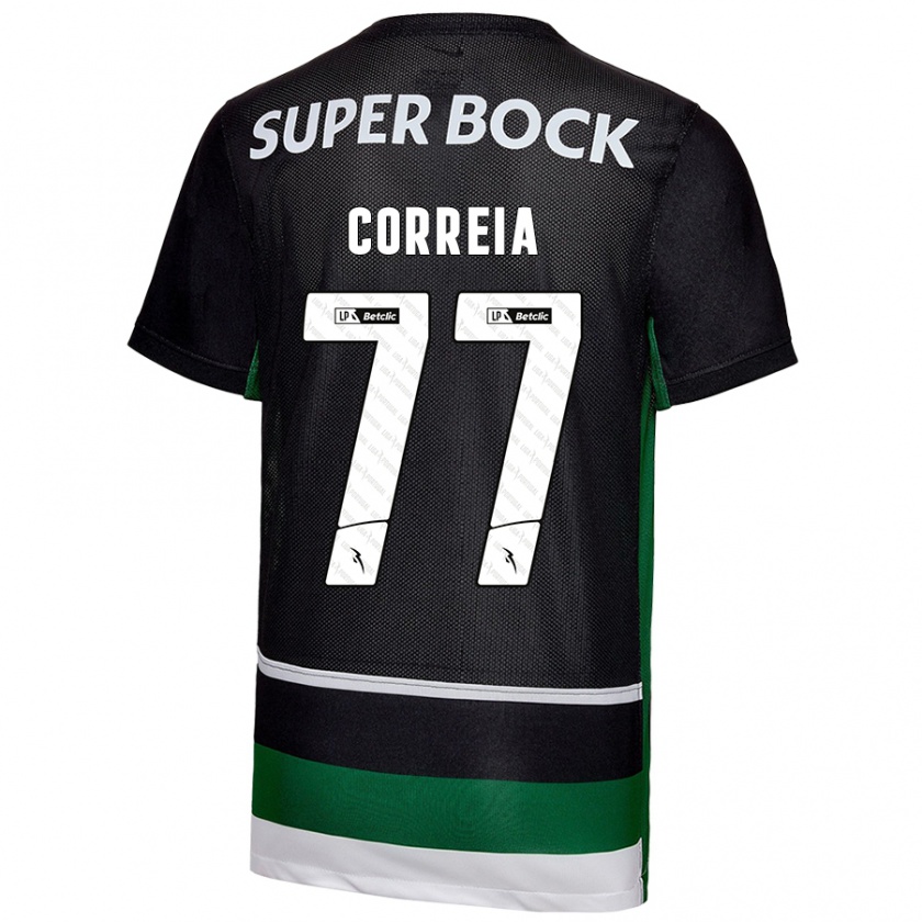 Kandiny Kinder Alícia Correia #77 Schwarz Weiß Grün Heimtrikot Trikot 2024/25 T-Shirt