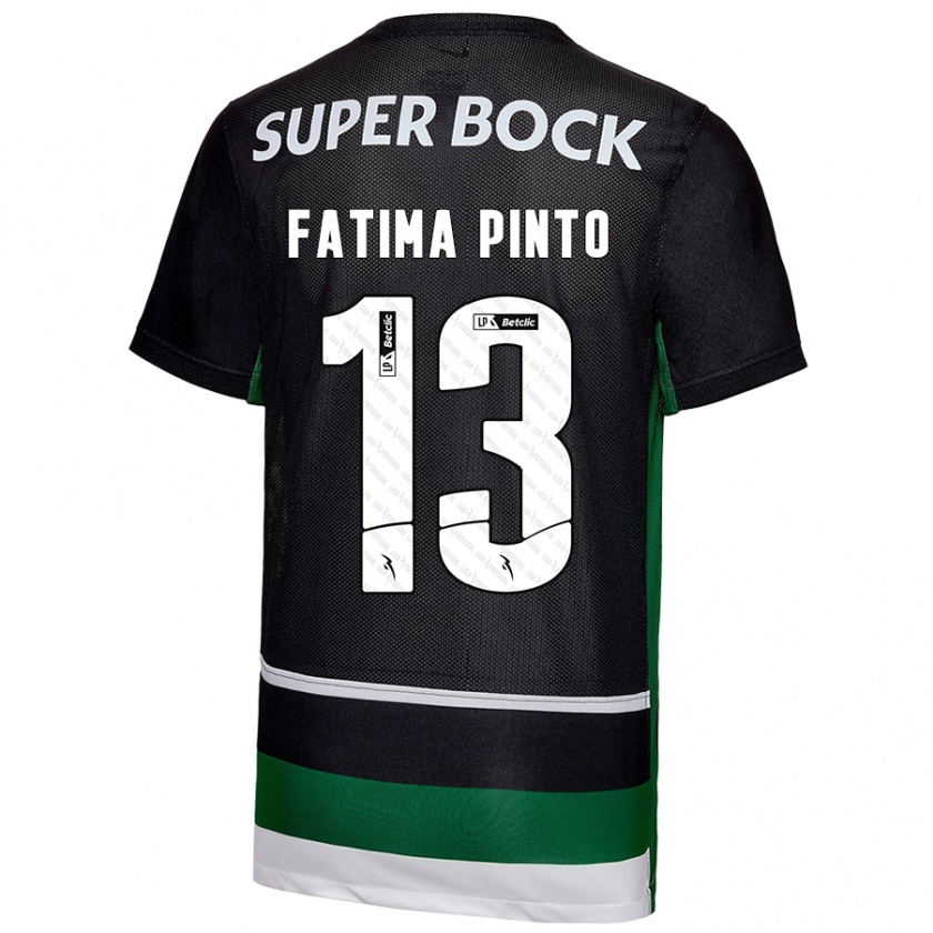 Kandiny Kinder Fátima Alexandra Figueira Pinto #13 Schwarz Weiß Grün Heimtrikot Trikot 2024/25 T-Shirt