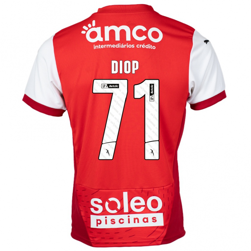 Kandiny Kinder Mamadou Diop #71 Rot Weiß Heimtrikot Trikot 2024/25 T-Shirt