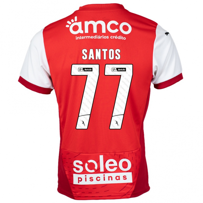 Kandiny Kinder Edu Santos #77 Rot Weiß Heimtrikot Trikot 2024/25 T-Shirt