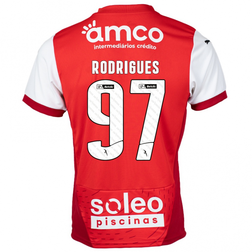 Kandiny Kinder Dinis Rodrigues #97 Rot Weiß Heimtrikot Trikot 2024/25 T-Shirt