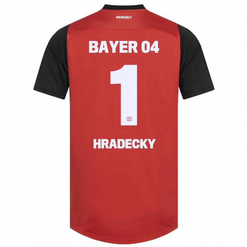 Kandiny Kinder Lukas Hradecky #1 Rot Schwarz Heimtrikot Trikot 2024/25 T-Shirt