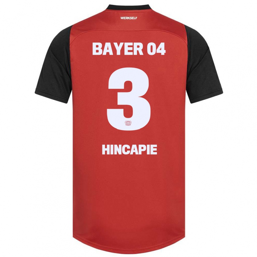 Kandiny Kinder Piero Hincapié #3 Rot Schwarz Heimtrikot Trikot 2024/25 T-Shirt