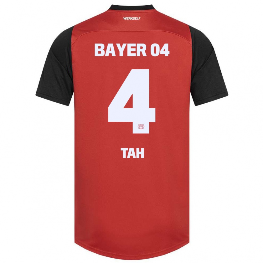 Kandiny Kinder Jonathan Tah #4 Rot Schwarz Heimtrikot Trikot 2024/25 T-Shirt