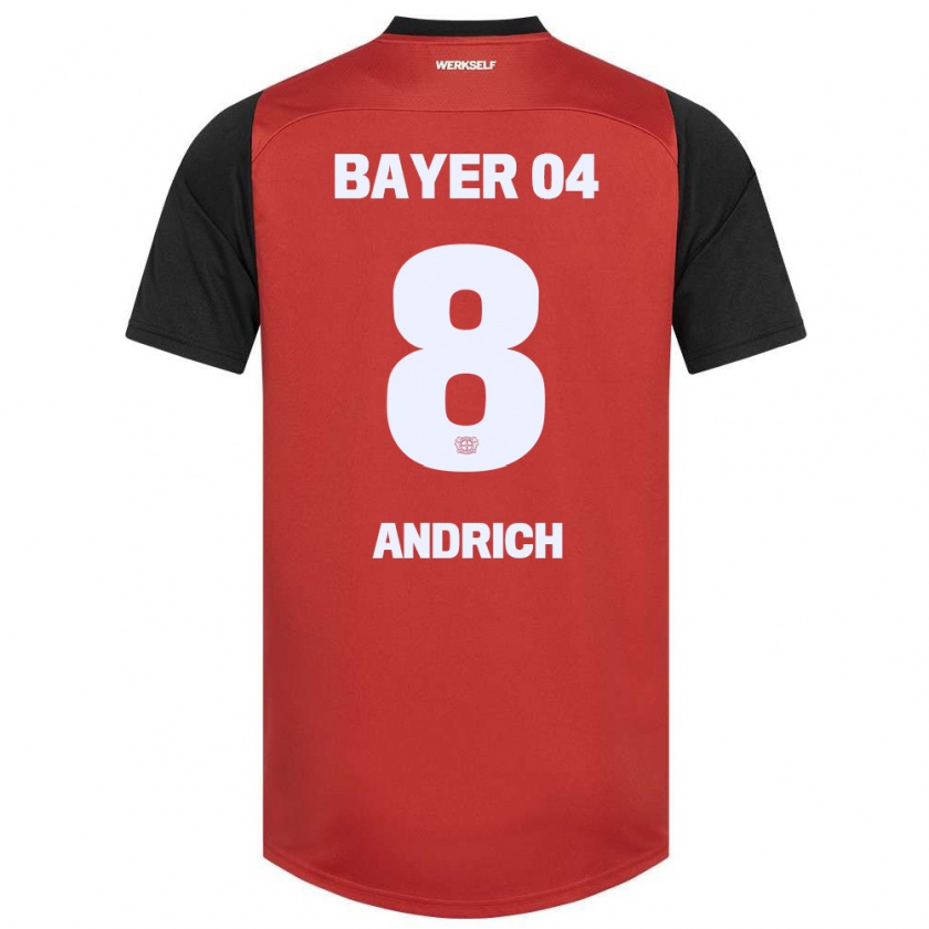 Kandiny Kinder Robert Andrich #8 Rot Schwarz Heimtrikot Trikot 2024/25 T-Shirt