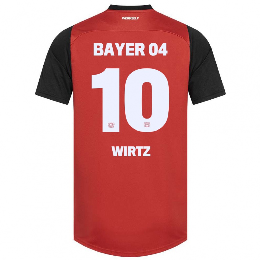 Kandiny Kinder Florian Wirtz #10 Rot Schwarz Heimtrikot Trikot 2024/25 T-Shirt