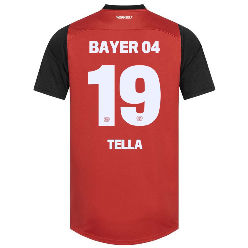 Kandiny Kinder Nathan Tella #19 Rot Schwarz Heimtrikot Trikot 2024/25 T-Shirt