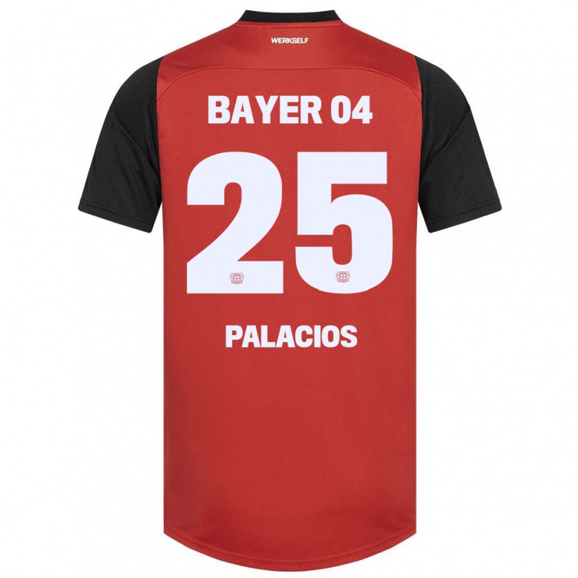 Kandiny Kinder Exequiel Palacios #25 Rot Schwarz Heimtrikot Trikot 2024/25 T-Shirt