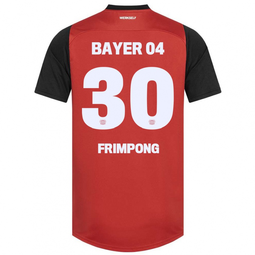 Kandiny Kinder Jeremie Frimpong #30 Rot Schwarz Heimtrikot Trikot 2024/25 T-Shirt