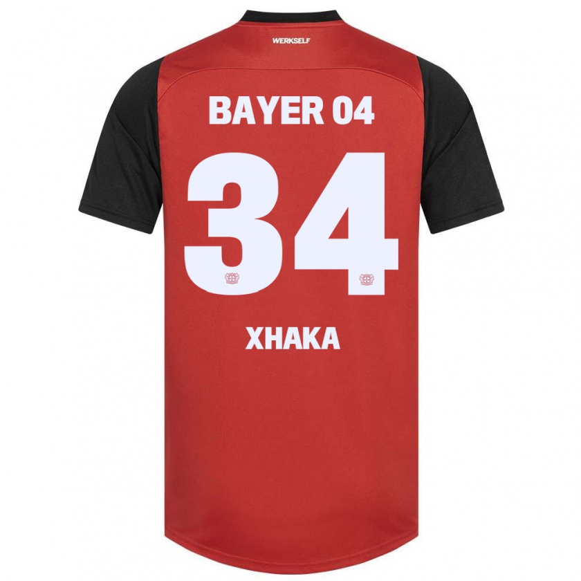 Kandiny Kinder Granit Xhaka #34 Rot Schwarz Heimtrikot Trikot 2024/25 T-Shirt