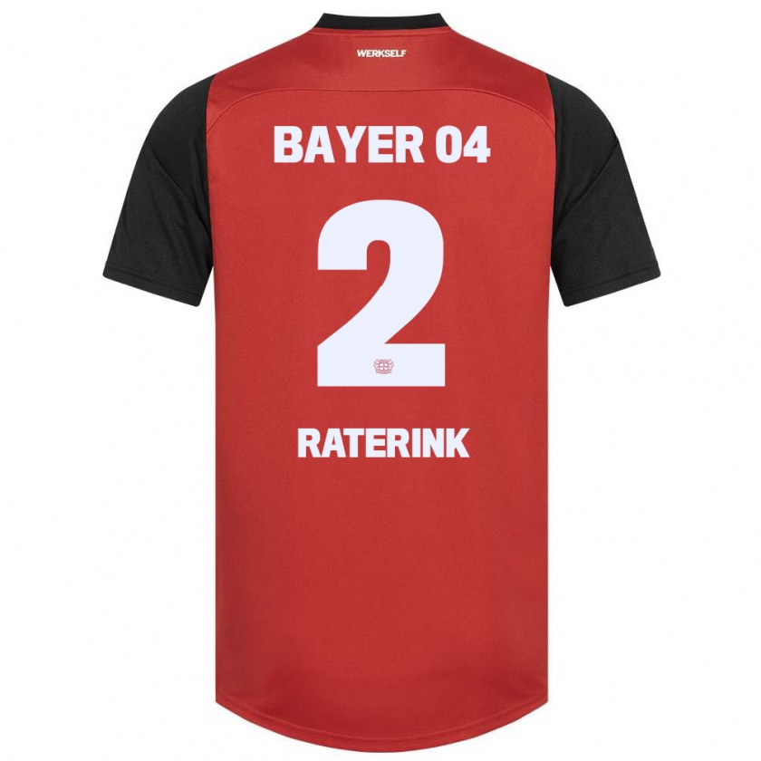 Kandiny Kinder Othniël Raterink #2 Rot Schwarz Heimtrikot Trikot 2024/25 T-Shirt