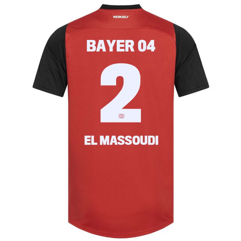 Kandiny Kinder Nassim El Massoudi #2 Rot Schwarz Heimtrikot Trikot 2024/25 T-Shirt