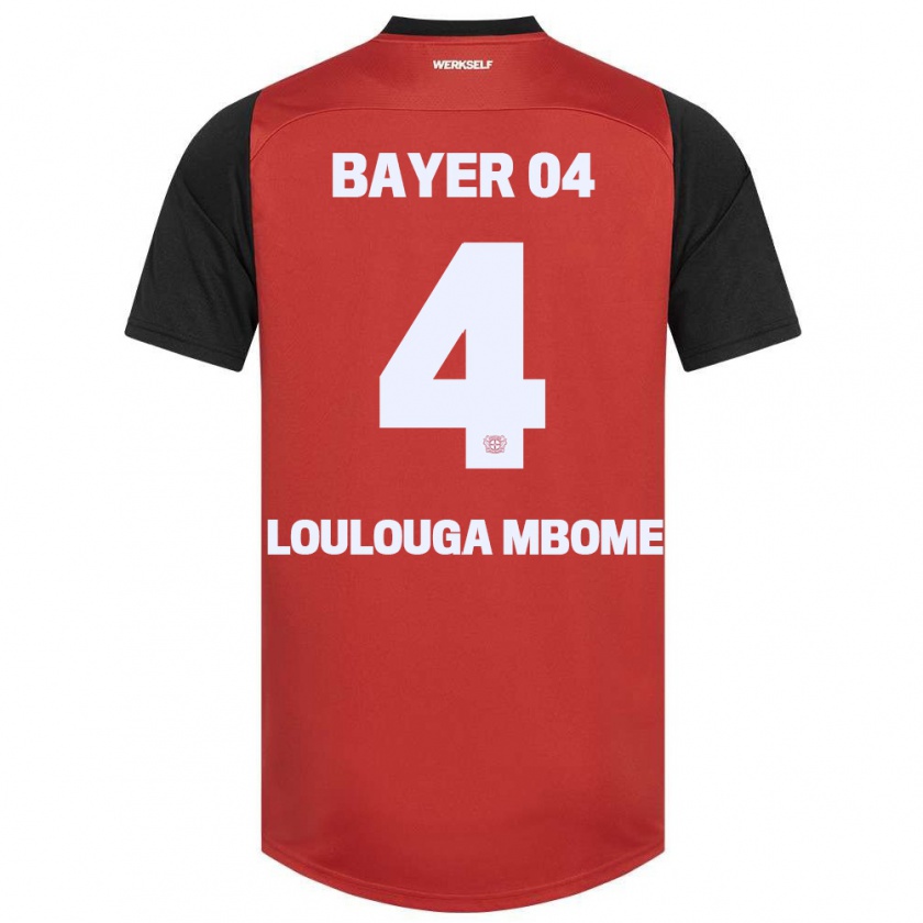 Kandiny Kinder Adrien Loulouga Mbome #4 Rot Schwarz Heimtrikot Trikot 2024/25 T-Shirt