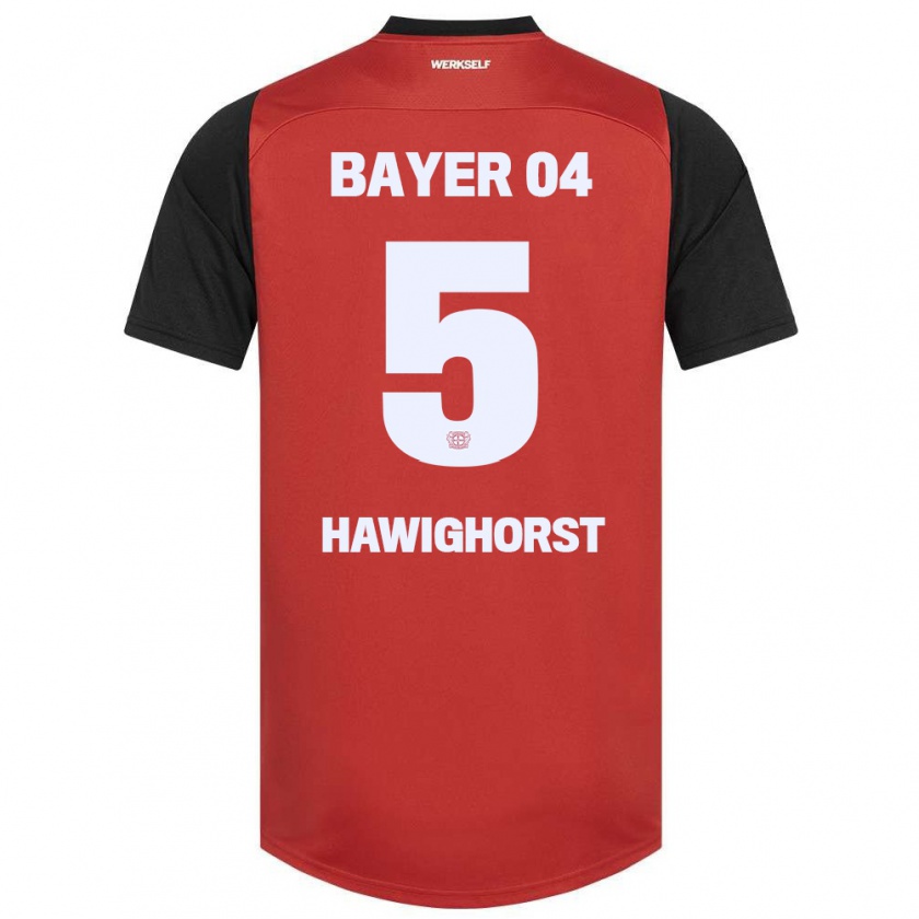 Kandiny Kinder Ben Hawighorst #5 Rot Schwarz Heimtrikot Trikot 2024/25 T-Shirt