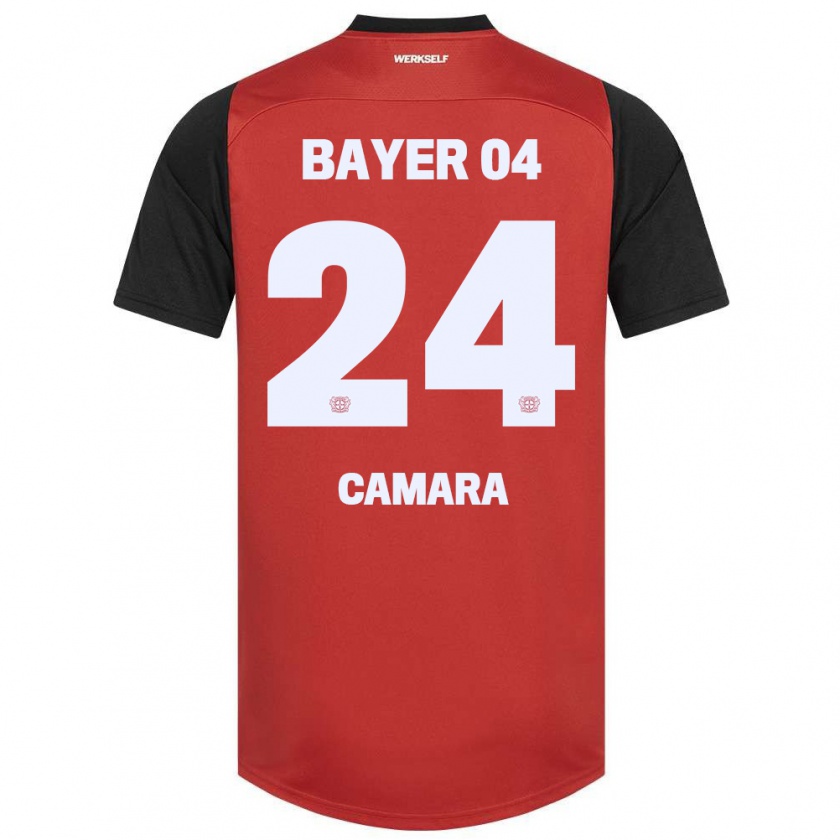 Kandiny Kinder Nourdine Camara #24 Rot Schwarz Heimtrikot Trikot 2024/25 T-Shirt