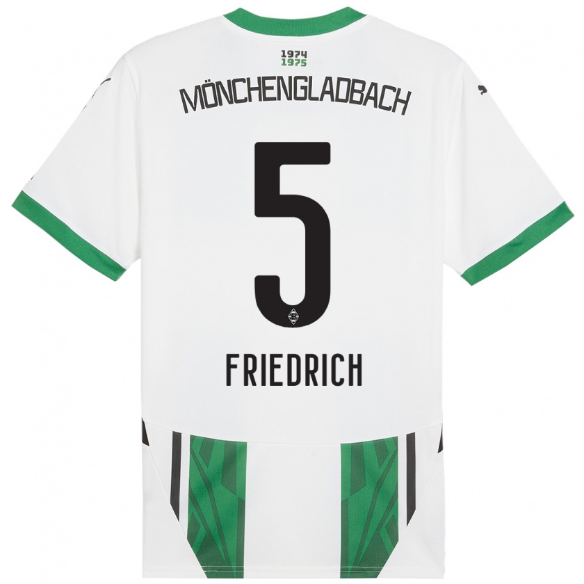 Kandiny Kinder Marvin Friedrich #5 Weiß Grün Heimtrikot Trikot 2024/25 T-Shirt