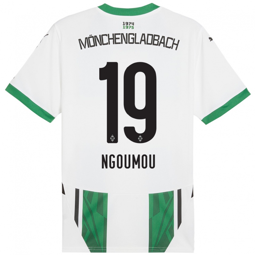 Kandiny Kinder Nathan Ngoumou #19 Weiß Grün Heimtrikot Trikot 2024/25 T-Shirt