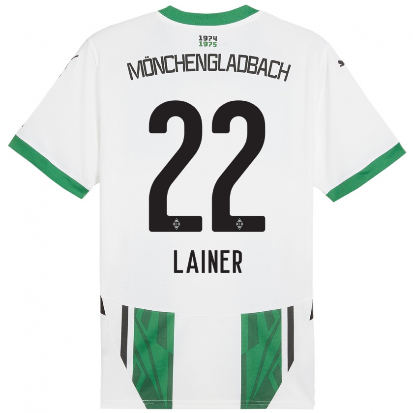 Kandiny Kinder Stefan Lainer #22 Weiß Grün Heimtrikot Trikot 2024/25 T-Shirt