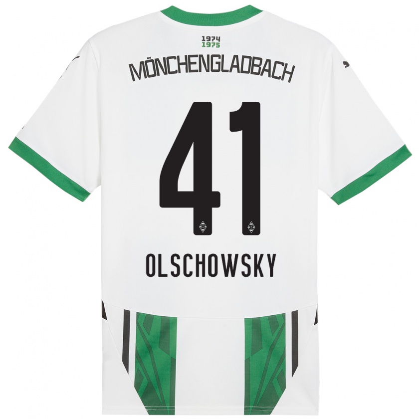 Kandiny Kinder Jan Olschowsky #41 Weiß Grün Heimtrikot Trikot 2024/25 T-Shirt